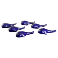 lot de 6 porte-couteaux vintage en céramique - forme de baleine bleu
