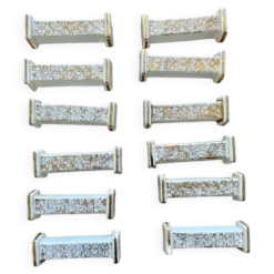 Lot de 10 porte-couteaux vintage art déco en céramique blanche et dorée