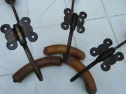 Lot de 3 porte-manteaux double patères bistrot bois et métal