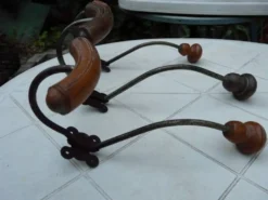 Lot de 3 porte-manteaux double patères bistrot bois et métal