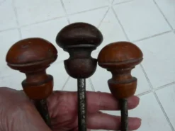 Lot de 3 porte-manteaux double patères bistrot bois et métal