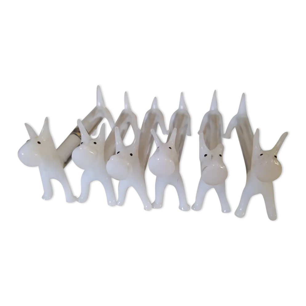 Lot de 6 portes couteaux chiens