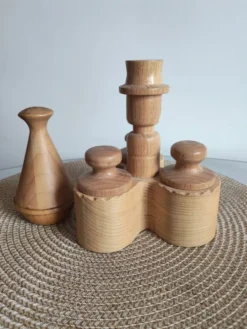 Lot de pot à condiments en bois