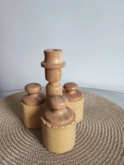 Lot de pot à condiments en bois