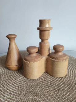 Lot de pot à condiments en bois
