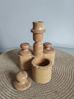 Lot de pot à condiments en bois