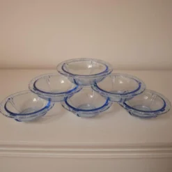 Lot de 6 ramequins en verre bleu