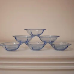 Lot de 6 ramequins en verre bleu