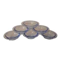 Lot de 6 ramequins en verre bleu