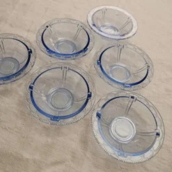 Lot de 6 ramequins en verre bleu