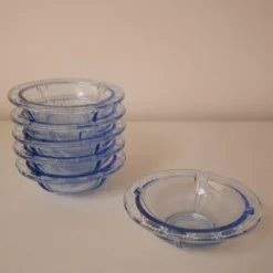 Lot de 6 ramequins en verre bleu