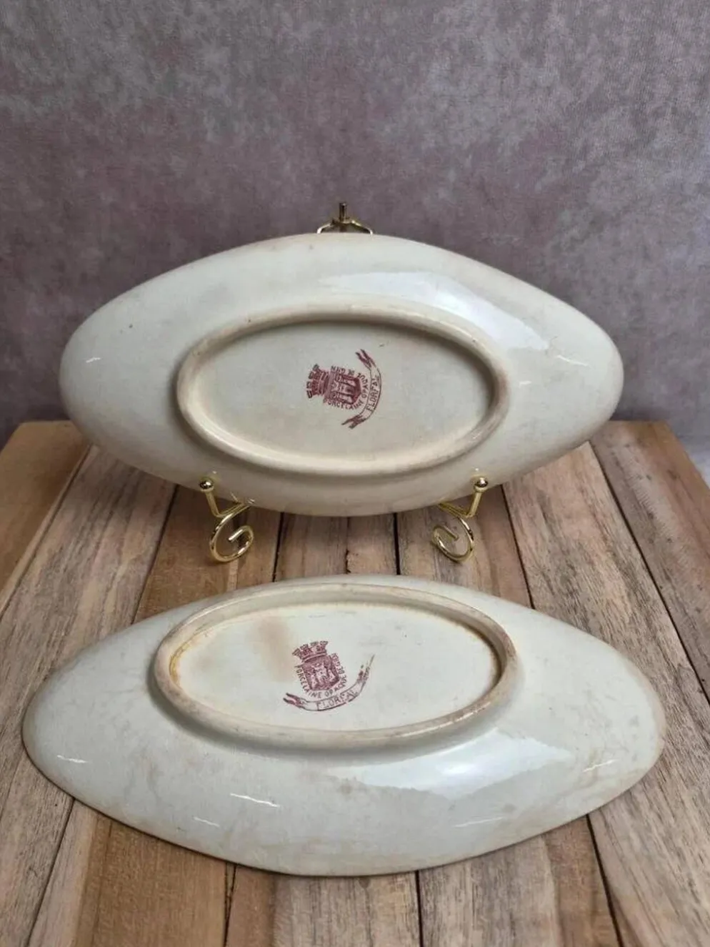 Lot de 2 raviers anciens Gien Floréal en terre de fer