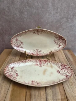 Lot de 2 raviers anciens Gien Floréal en terre de fer