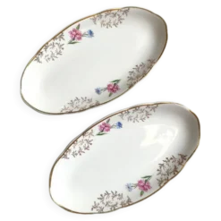 Lot de 2 raviers Sarreguemines modèle Béarn fleurs roses et bleues