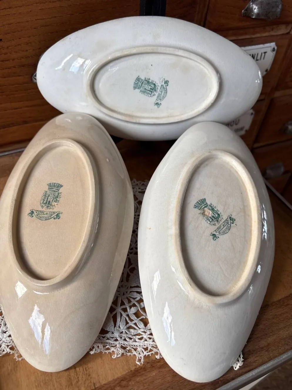 Lot de 3 raviers Terre de Fer Gien modèle Montigny