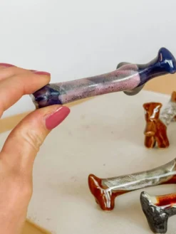 Lot de 6 repose-couteaux teckel en céramique émaillée