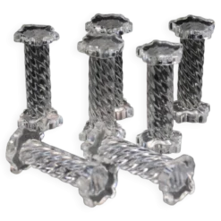 Lot de 5+2 repose-couteaux torsadés Mid Century Cristallerie de Sèvres Crystal Depose