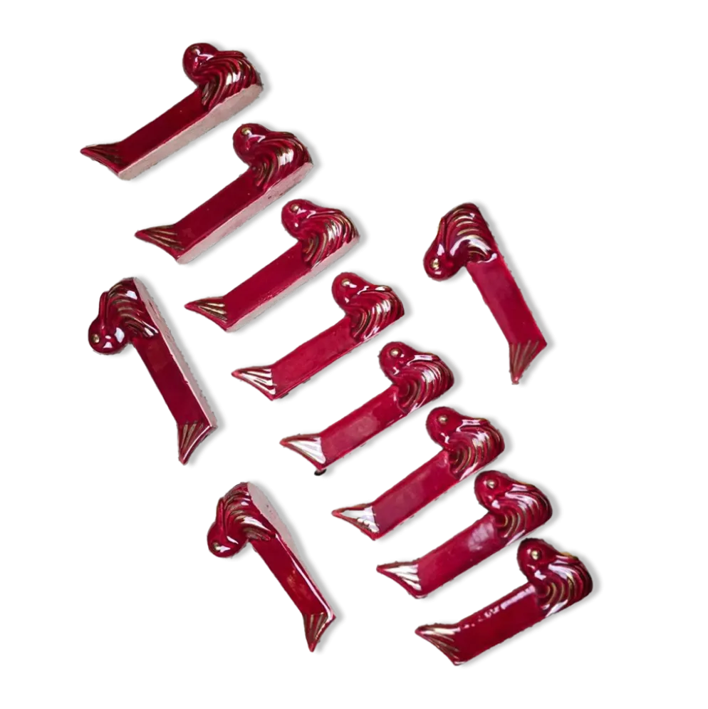 Lot de 11 repose-couteaux vintage Canards – Céramique émaillée