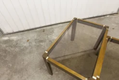 Lot de 3 tables gigogne orme et verre fumé 1970