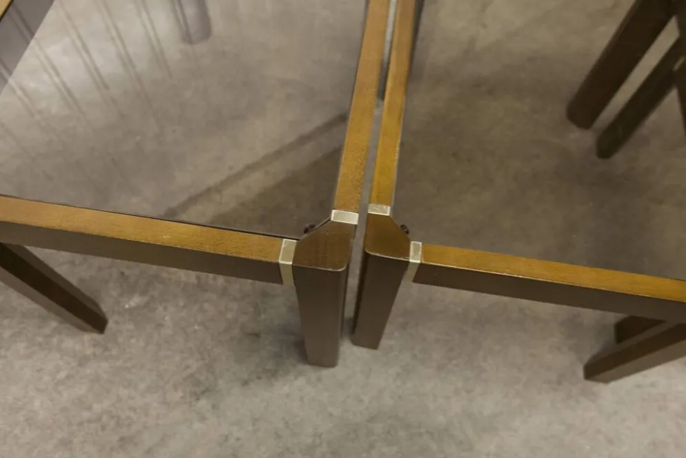 Lot de 3 tables gigogne orme et verre fumé 1970