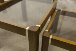 Lot de 3 tables gigogne orme et verre fumé 1970