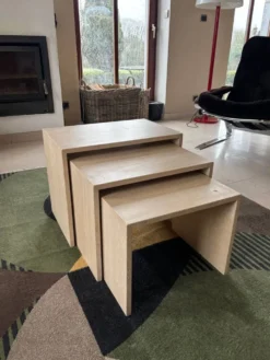Lot de 3 tables gigognes en travertin