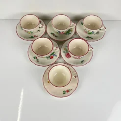 Lot de 6 tasses à café avec soucoupes modèle Réverbère par KG Lunéville