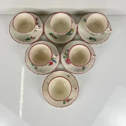 Lot de 6 tasses à café avec soucoupes modèle Réverbère par KG Lunéville