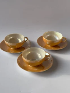 Lot de 3 tasses à café en porcelaine fine irisée