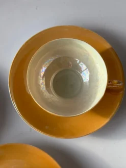 Lot de 3 tasses à café en porcelaine fine irisée