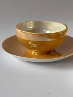 Lot de 3 tasses à café en porcelaine fine irisée
