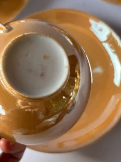 Lot de 3 tasses à café en porcelaine fine irisée