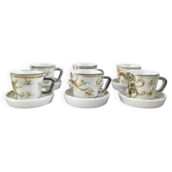 Lot de 6 tasses à café et sous-tasses vintage Kéraluc Quimper