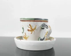 Lot de 6 tasses à café et sous-tasses vintage Kéraluc Quimper