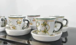 Lot de 6 tasses à café et sous-tasses vintage Kéraluc Quimper