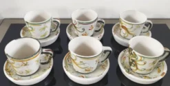 Lot de 6 tasses à café et sous-tasses vintage Kéraluc Quimper
