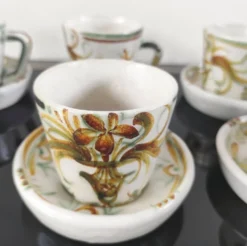 Lot de 6 tasses à café et sous-tasses vintage Kéraluc Quimper