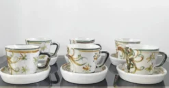 Lot de 6 tasses à café et sous-tasses vintage Kéraluc Quimper