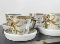 Lot de 6 tasses à café et sous-tasses vintage Kéraluc Quimper