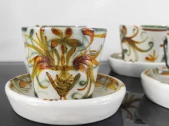 Lot de 6 tasses à café et sous-tasses vintage Kéraluc Quimper