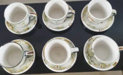 Lot de 6 tasses à café et sous-tasses vintage Kéraluc Quimper
