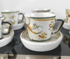 Lot de 6 tasses à café et sous-tasses vintage Kéraluc Quimper