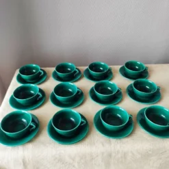 Lot de 12 tasses à café Françaises signées Jean Pobéry style Art déco