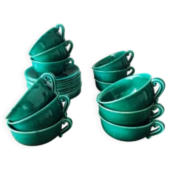 Lot de 12 tasses à café Françaises signées Jean Pobéry style Art déco