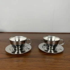 Lot de 6 tasses à café vintage en inox , 1970