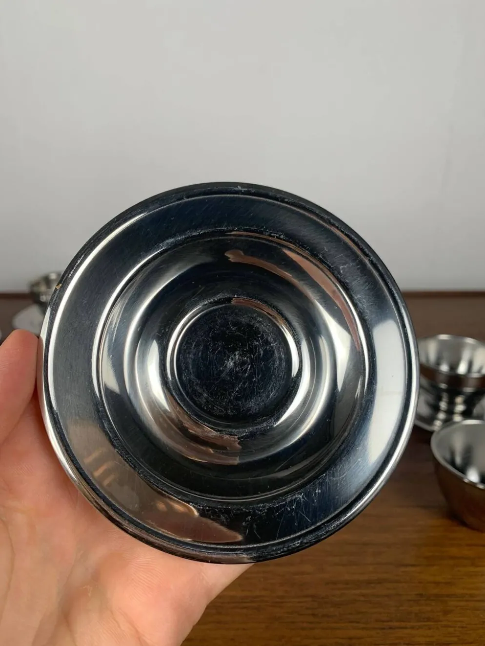 Lot de 6 tasses à café vintage en inox , 1970
