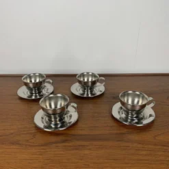 Lot de 6 tasses à café vintage en inox , 1970
