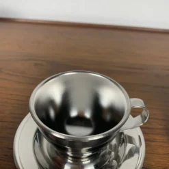 Lot de 6 tasses à café vintage en inox , 1970