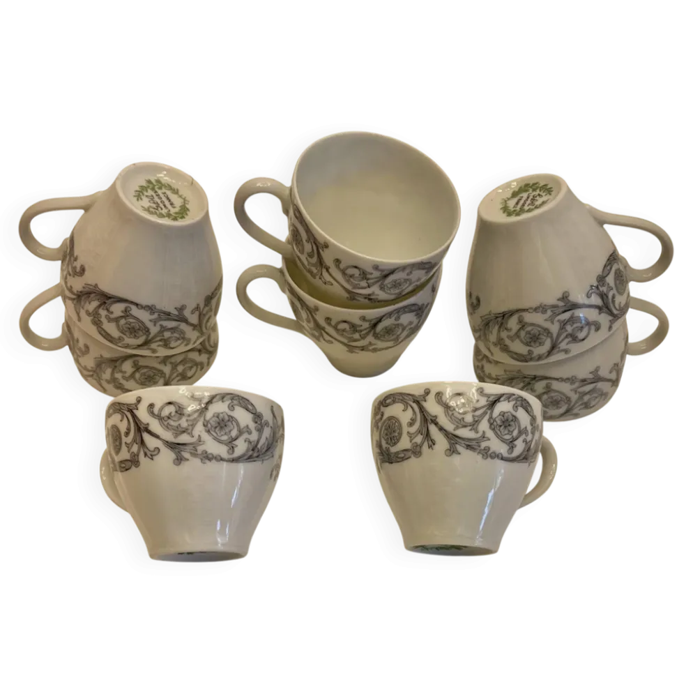 Lot de 8 tasses à café vintage Goa Limoges France