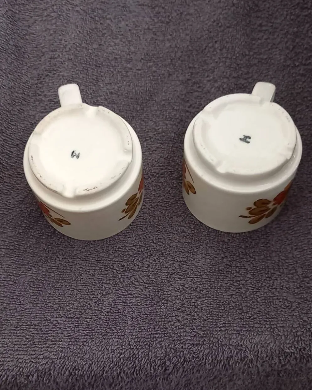 lot de 2 tasses céramique bohême chic floral vintage estampillées H